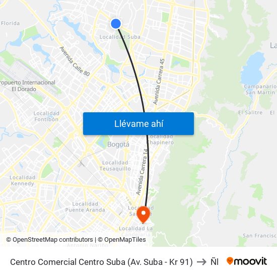 Centro Comercial Centro Suba (Av. Suba - Kr 91) to Ñl map