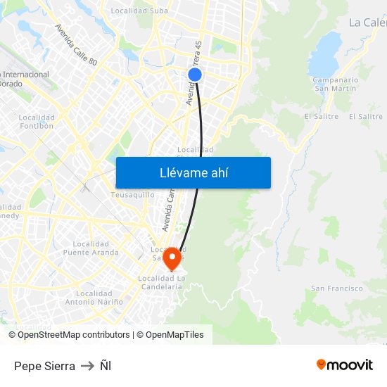 Pepe Sierra to Ñl map