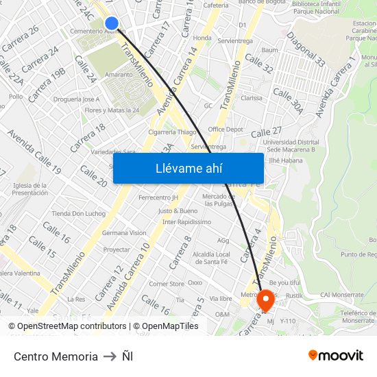 Centro Memoria to Ñl map