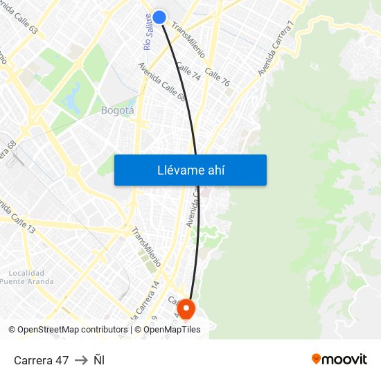 Carrera 47 to Ñl map