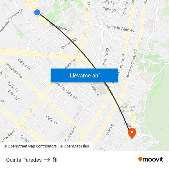 Quinta Paredes to Ñl map