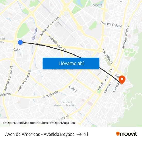 Avenida Américas - Avenida Boyacá to Ñl map