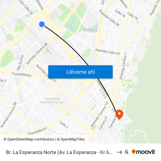 Br. La Esperanza Norte (Av. La Esperanza - Kr 69d) to Ñl map