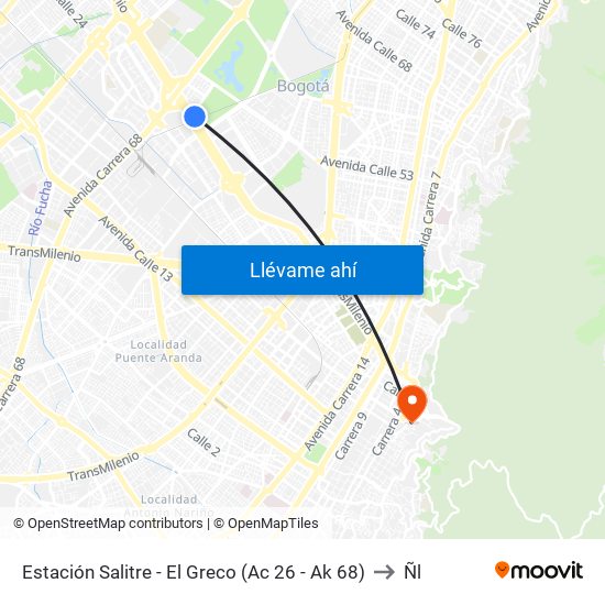 Estación Salitre - El Greco (Ac 26 - Ak 68) to Ñl map