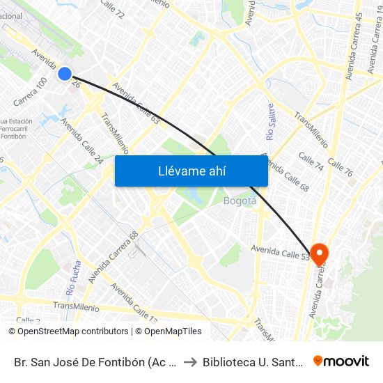 Br. San José De Fontibón (Ac 26 - Kr 96a) to Biblioteca U. Santo Tomás map