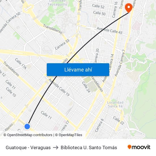 Guatoque - Veraguas to Biblioteca U. Santo Tomás map