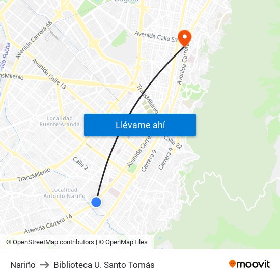 Nariño to Biblioteca U. Santo Tomás map