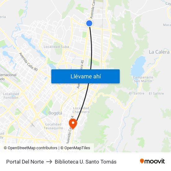 Portal Del Norte to Biblioteca U. Santo Tomás map