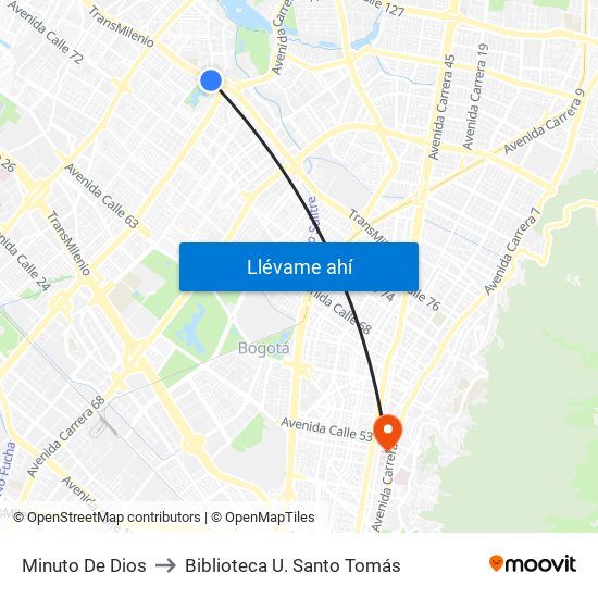 Minuto De Dios to Biblioteca U. Santo Tomás map