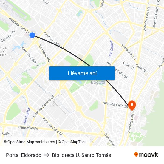 Portal Eldorado to Biblioteca U. Santo Tomás map