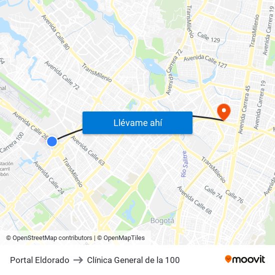 Portal Eldorado to Clínica General de la 100 map