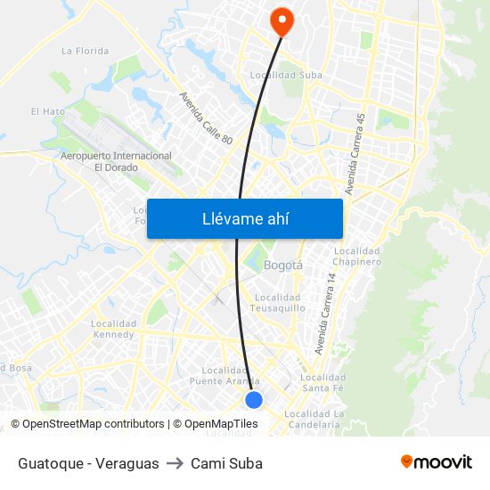 Guatoque - Veraguas to Cami Suba map