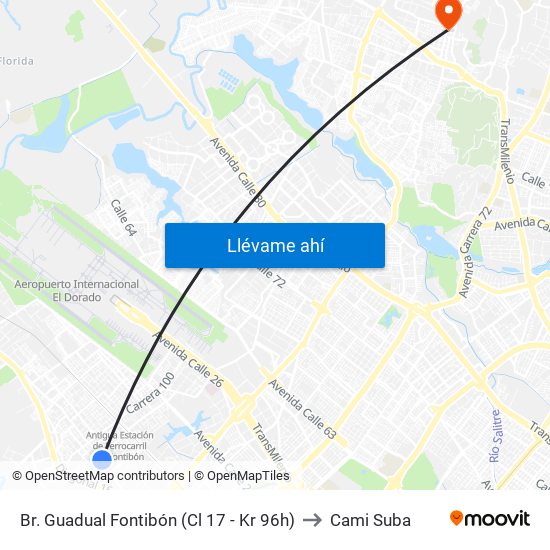 Br. Guadual Fontibón (Cl 17 - Kr 96h) to Cami Suba map