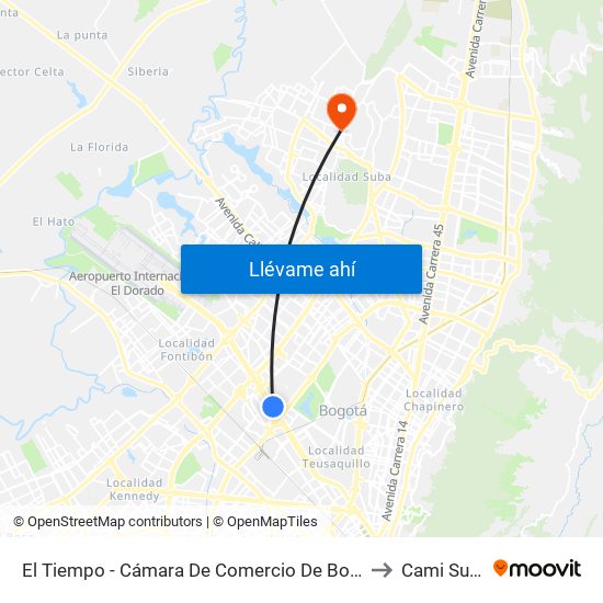 El Tiempo - Cámara De Comercio De Bogotá to Cami Suba map