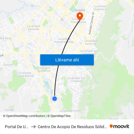Portal De Usme to Centro De Acopio De Residuos Sólidos (437) map