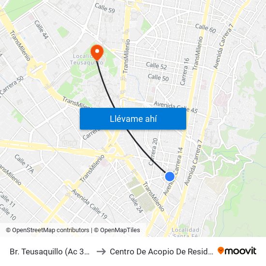 Br. Teusaquillo (Ac 32 - Av. Caracas) to Centro De Acopio De Residuos Sólidos (437) map