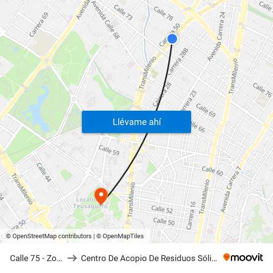 Calle 75 - Zona M to Centro De Acopio De Residuos Sólidos (437) map