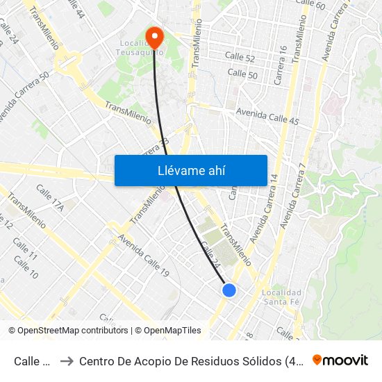 Calle 22 to Centro De Acopio De Residuos Sólidos (437) map