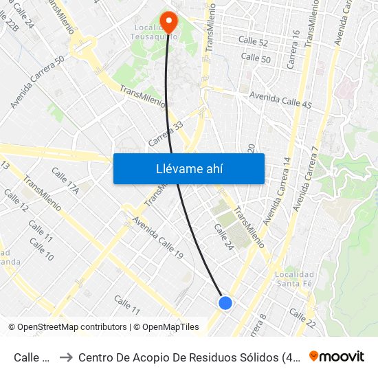 Calle 19 to Centro De Acopio De Residuos Sólidos (437) map