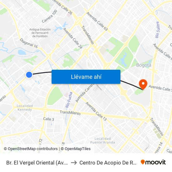 Br. El Vergel Oriental (Av. C. De Cali - Cl 10b) (A) to Centro De Acopio De Residuos Sólidos (437) map