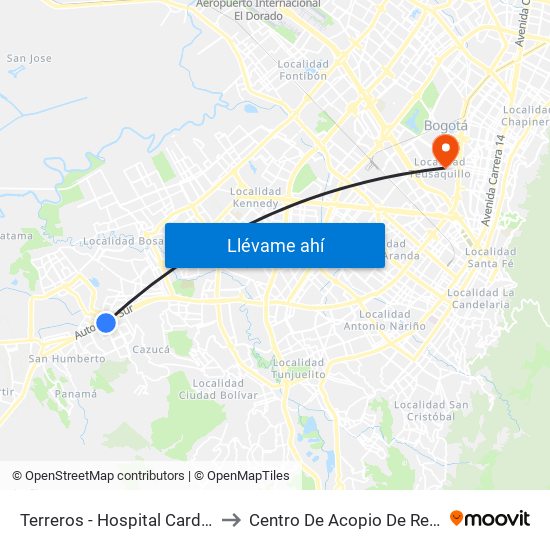 Terreros - Hospital Cardiovascular (Lado Sur) to Centro De Acopio De Residuos Sólidos (437) map