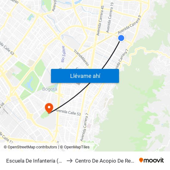 Escuela De Infantería (Ac 100 - Kr 11a) (B) to Centro De Acopio De Residuos Sólidos (437) map