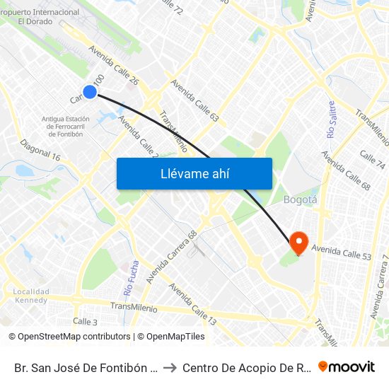 Br. San José De Fontibón (Kr 100 - Av. Esperanza) to Centro De Acopio De Residuos Sólidos (437) map