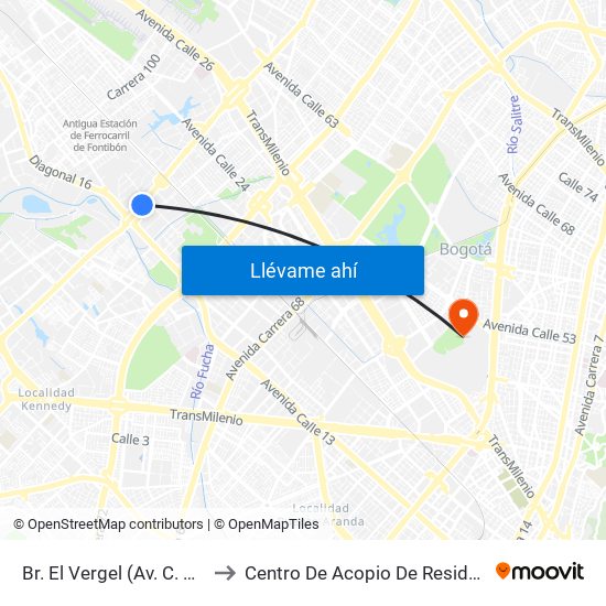 Br. El Vergel (Av. C. De Cali - Cl 18) to Centro De Acopio De Residuos Sólidos (437) map