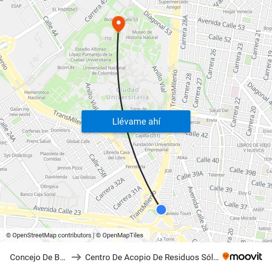 Concejo De Bogotá to Centro De Acopio De Residuos Sólidos (437) map