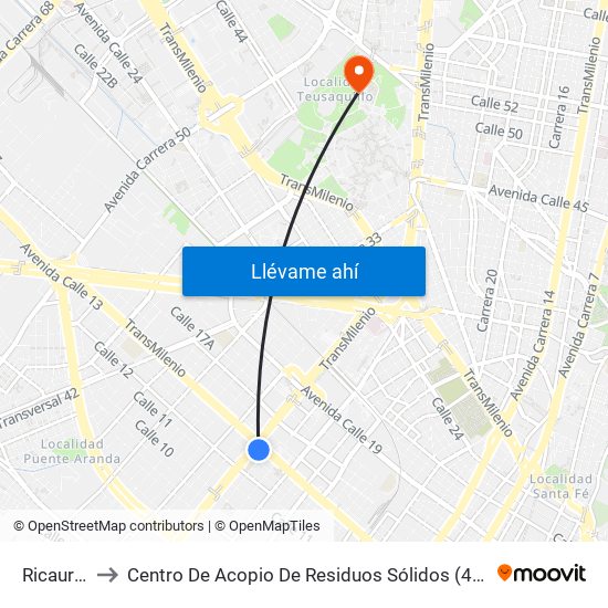 Ricaurte to Centro De Acopio De Residuos Sólidos (437) map