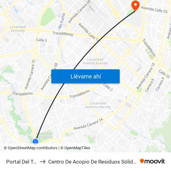 Portal Del Tunal to Centro De Acopio De Residuos Sólidos (437) map