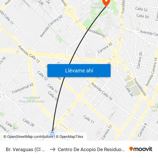 Br. Veraguas (Cl 3 - Kr 29a) to Centro De Acopio De Residuos Sólidos (437) map