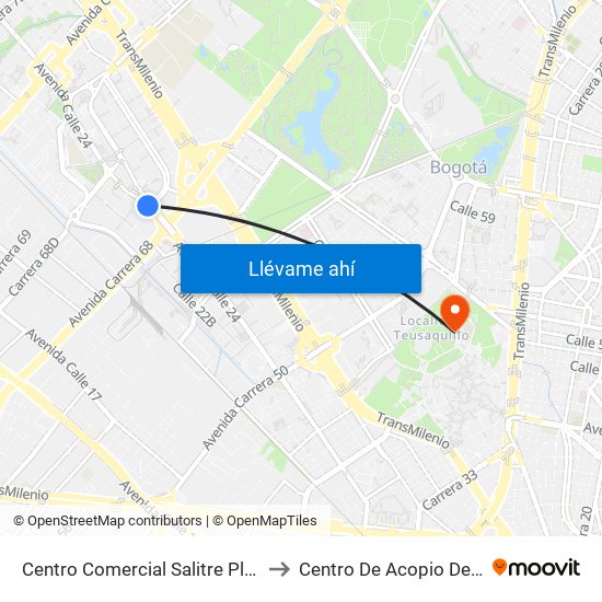 Centro Comercial Salitre Plaza (Av. La Esperanza - Kr 68a) to Centro De Acopio De Residuos Sólidos (437) map