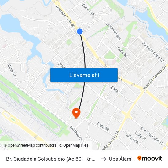 Br. Ciudadela Colsubsidio (Ac 80 - Kr 112a) to Upa Álamos map