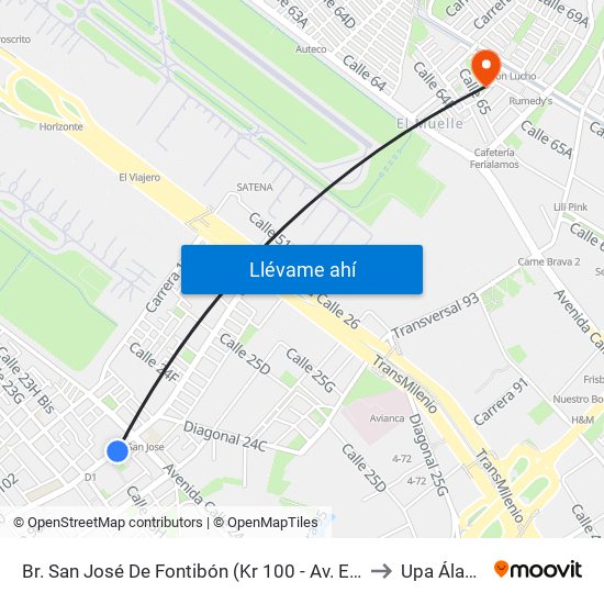 Br. San José De Fontibón (Kr 100 - Av. Esperanza) to Upa Álamos map