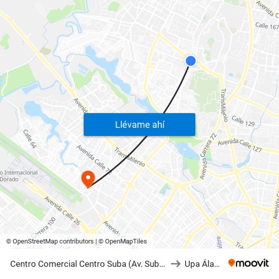 Centro Comercial Centro Suba (Av. Suba - Kr 91) to Upa Álamos map