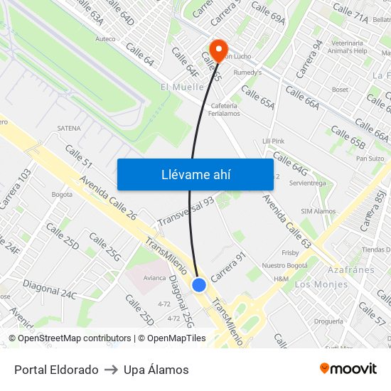 Portal Eldorado to Upa Álamos map