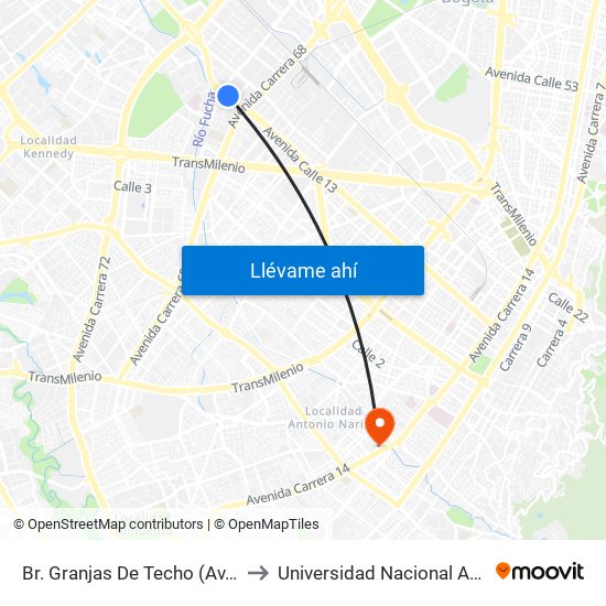 Br. Granjas De Techo (Av. Centenario - Kr 65) to Universidad Nacional Abierta Y A Distancia map