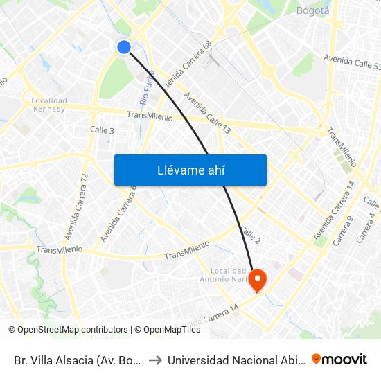 Br. Villa Alsacia (Av. Boyacá - Cl 12a) (A) to Universidad Nacional Abierta Y A Distancia map