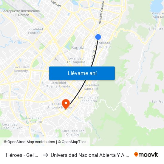 Héroes - Gel'Hada to Universidad Nacional Abierta Y A Distancia map