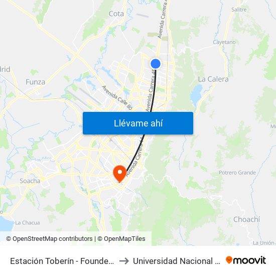 Estación Toberín - Foundever (Auto Norte - Cl 166) to Universidad Nacional Abierta Y A Distancia map