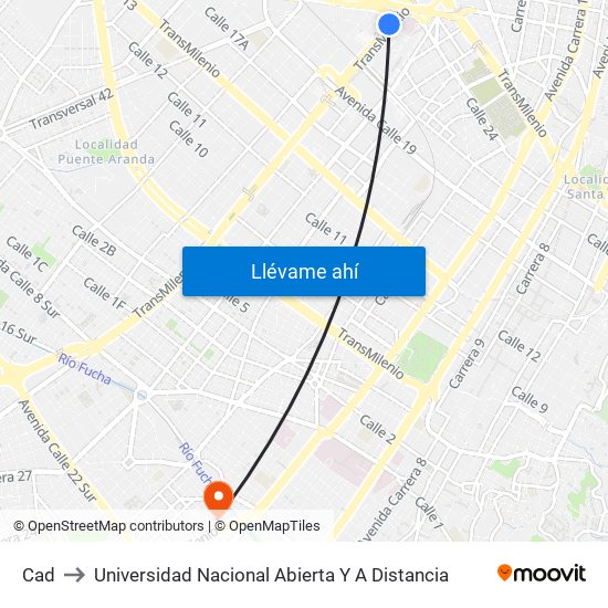 Cad to Universidad Nacional Abierta Y A Distancia map