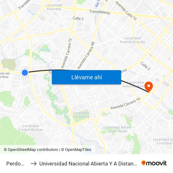 Perdomo to Universidad Nacional Abierta Y A Distancia map