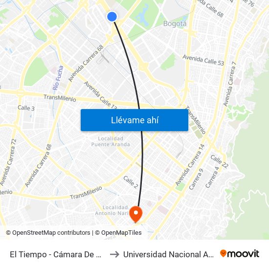 El Tiempo - Cámara De Comercio De Bogotá to Universidad Nacional Abierta Y A Distancia map