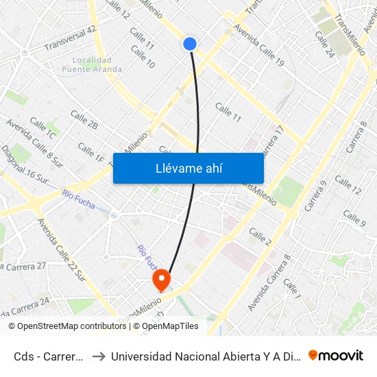 Cds - Carrera 32 to Universidad Nacional Abierta Y A Distancia map