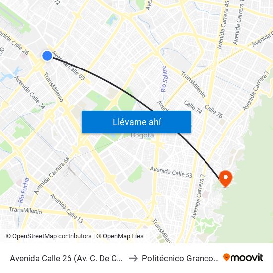 Avenida Calle 26 (Av. C. De Cali - Cl 51) (A) to Politécnico Grancolombiano map