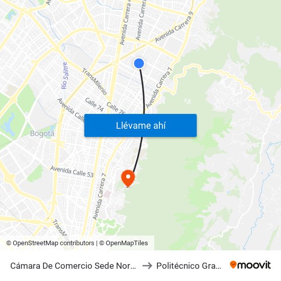 Cámara De Comercio Sede Norte (Ak 15 - Cl 93a) (B) to Politécnico Grancolombiano map