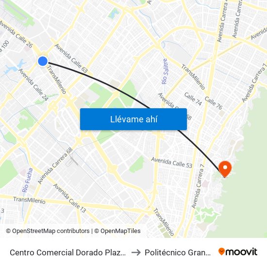 Centro Comercial Dorado Plaza (Ac 26 - Kr 85d) to Politécnico Grancolombiano map