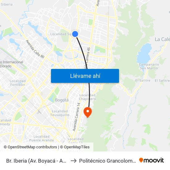 Br. Iberia (Av. Boyacá - Ac 138) to Politécnico Grancolombiano map