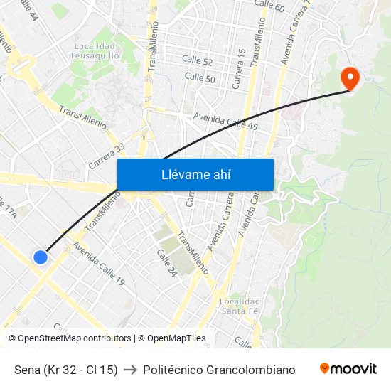 Sena (Kr 32 - Cl 15) to Politécnico Grancolombiano map